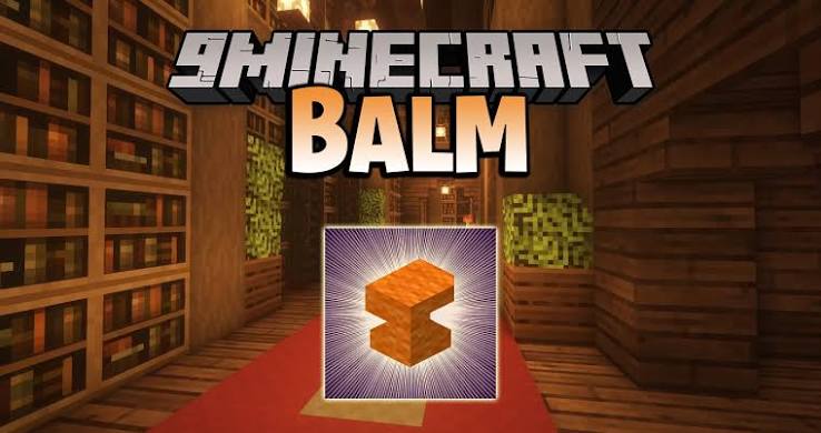 Minecraft Balm artwork in a wooden library
