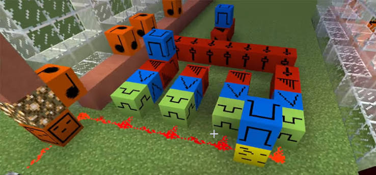 Colourful blocks and redstone in Minecraft