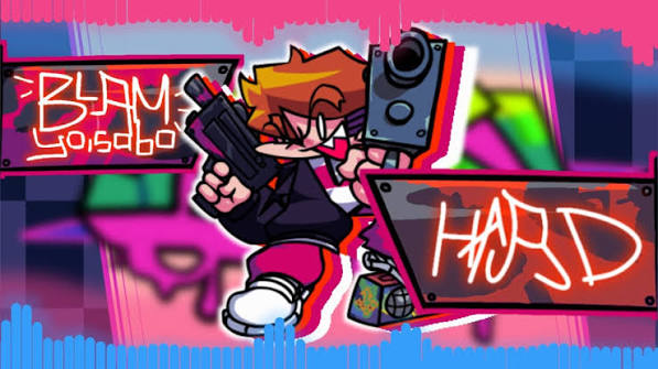 Blam cartoon character with speakers